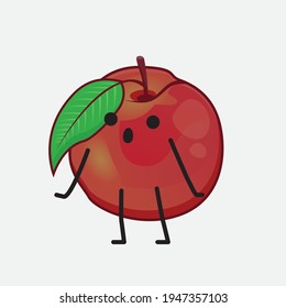 Vector Illustration of Nectarine Fruit Character with cute face, simple hands and leg line art on Isolated Background. Flat cartoon doodle style.