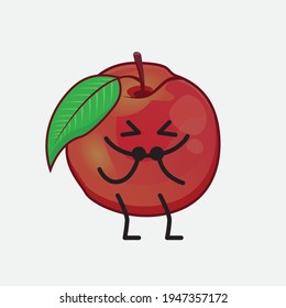 Vektorgrafik des Nectarine Fruit Character mit süßem Gesicht, einfachen Händen und Beinlinien Kunst auf isoliertem Hintergrund. Flacher Cartoon-Doodle-Stil.