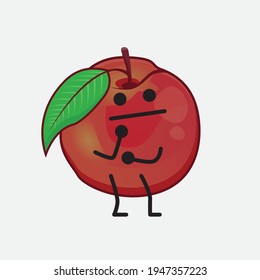 Ilustración vectorial del personaje de la fruta nectarina con cara linda, manos simples y líneas de la pierna en fondo aislado. Estilo de dibujo animado plano.
