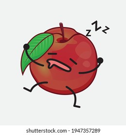 Vector Illustration of Nectarine Fruit Character with cute face, simple hands and leg line art on Isolated Background. Flat cartoon doodle style.