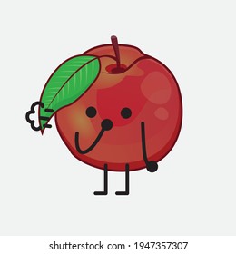 Vector Illustration of Nectarine Fruit Character with cute face, simple hands and leg line art on Isolated Background. Flat cartoon doodle style.
