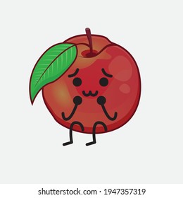 Vector Illustration of Nectarine Fruit Character with cute face, simple hands and leg line art on Isolated Background. Flat cartoon doodle style.