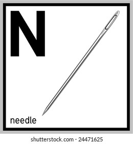 Vector illustration of needle and english letter "N". Does not contain any effects like gradients, blends and so on. File format EPS (AI8 compatible).