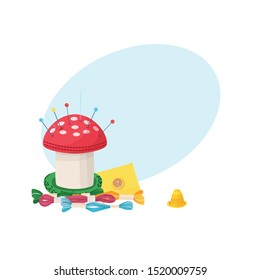 vector illustration with needle for sewing