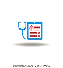 Vector illustration of negative checklist health patient examination with stethoscope. Icon of sepsis examination, screening. Symbol of patient diseases test.