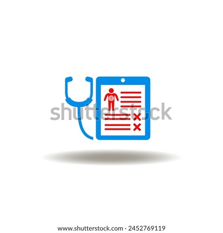 Vector illustration of negative checklist health patient examination with stethoscope. Icon of sepsis examination, screening. Symbol of patient diseases test.