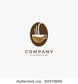 vector illustration of negative space coffee bean logo icon perfect for coffee shop and restaurant