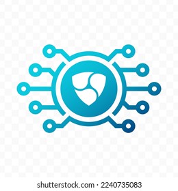 Vector illustration of Nem digital currency icon in blue color and transparent background (PNG).