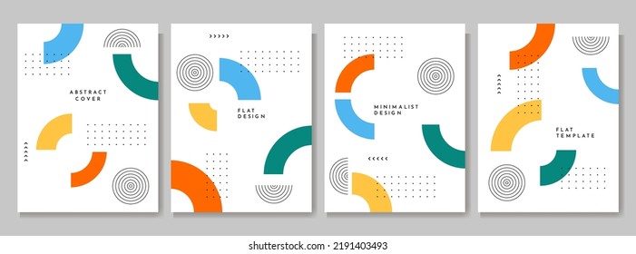 Vector illustration. Neo memphis pattern poster collection. Vibrant color background. Cool bright wallpapers. Design elements for book cover, brochure, magazine, flyer, booklet. Abstract shape collage