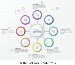 Ilustración vectorial. Gráfico circular de estilo neomorfismo. Infografía.