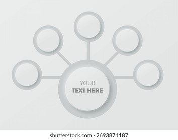 Ilustración vectorial. Infografía de estilo neomorfismo en círculos de color blanco.