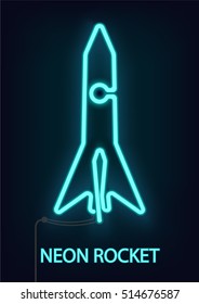 Vector Illustration With Neon Abstract Rocket