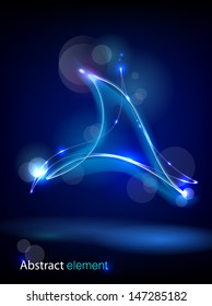 Vector illustration of neon blue abstract shape