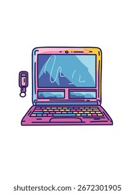 Vektorgrafik neonfarbener Laptop