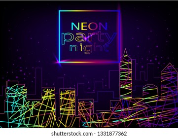 Vector illustration of a neon disco or party night