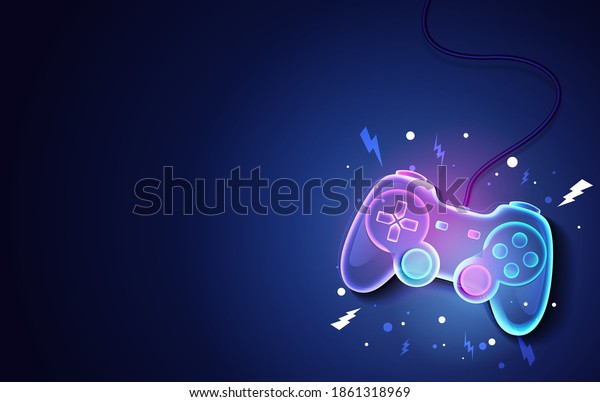 Vector\
Illustration Neon Future Game Pad\
Background.