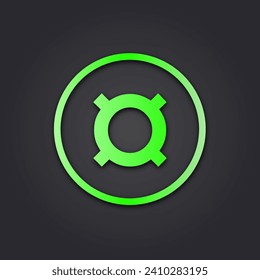 Vector illustration. Neon Generic currency symbol, icon isolated on black background for app or website, vector sign