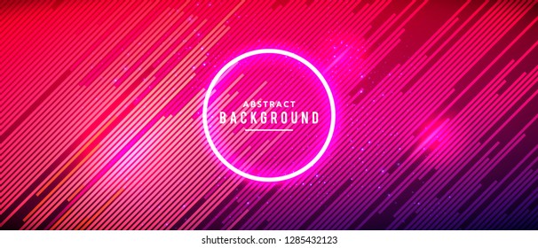 Vector illustration neon glowing techno lines, hi-tech futuristic abstract background template with red lines