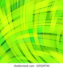 Vector illustration of neon green abstract background with blurred light curved lines.  Vector geometric illustration.