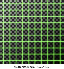 Vector illustration of neon grid, isolated on transparent background.