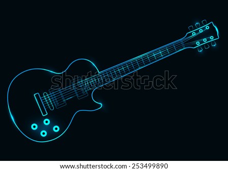 Vector illustration of a neon guitar