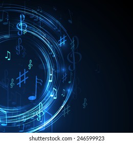 vector  illustration with neon line  abstract  music background