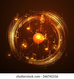 vector  illustration with neon line  abstract  music background