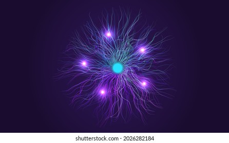 Vector illustration. Neon lines emanating from the center.