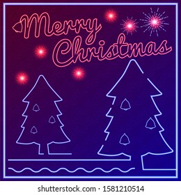 Vector Illustration neon poster merry christmas and happy new year for invitation , social media post and promotion