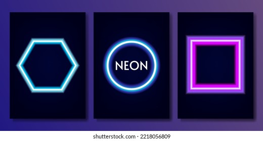 Ilustración vectorial. Las formas de neón sobre fondo oscuro. Diseño para afiche, pancarta, invitación.