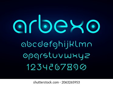Schriftart der Vektorgrafik Neontechnologie. Cyber-Typografie-Set