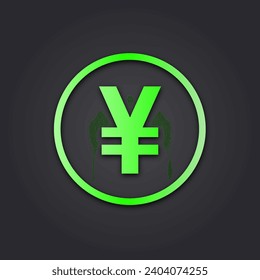 Ilustración vectorial. Icono de yen neón aislado en fondo negro para aplicación o sitio web, signo vector
