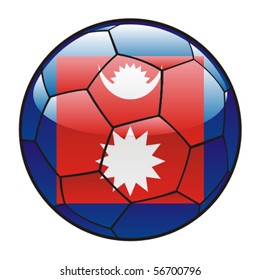 vector illustration of Nepal flag on soccer ball