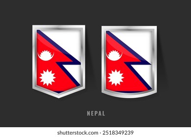 Vector Illustration of NEPAL Label Logo. NEPAL Badge Sign NEPAL With Flag, Nepalese Product Label Banners Template.