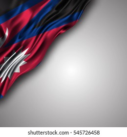  vector illustration of nepale waving silky flag isolated on gray background, can be used in many topic like national day, independence day