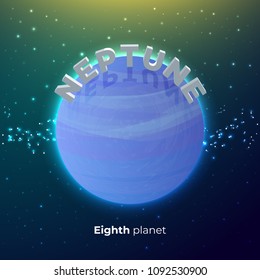 Vector illustration of neptune. Eighth planet from the sun icon. Space background
