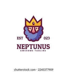 Ilustración vectorial Neptuno Estilo de mascota simple.