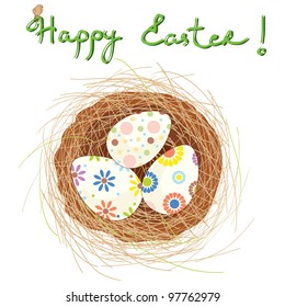 Vector illustration of a nest and eggs in it dedicated to the Easter celebration