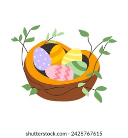 Vector illustration of nest with eggs for Easter