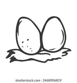 vector illustration nest with eggs Hand drawn, doodle. Isolated on white background
