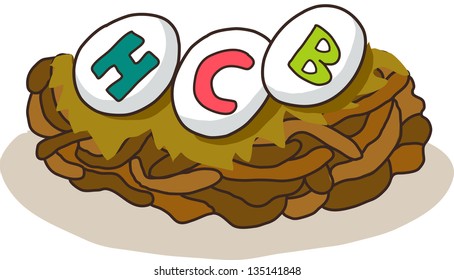 Vector illustration of a nest with letters
