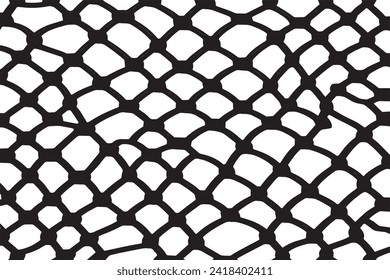 Ilustración vectorial de una red delineada en negro con un aspecto texturado, aislada en un fondo blanco