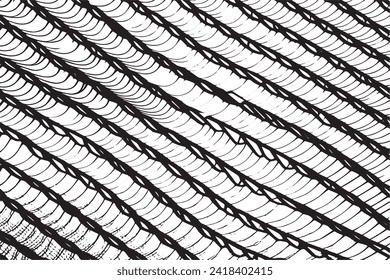 Vector illustration of a net outlined in black with a textured appearance, isolated on a white background
