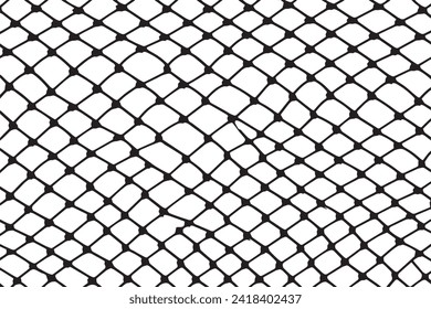 Vector illustration of a net outlined in black with a textured appearance, isolated on a white background