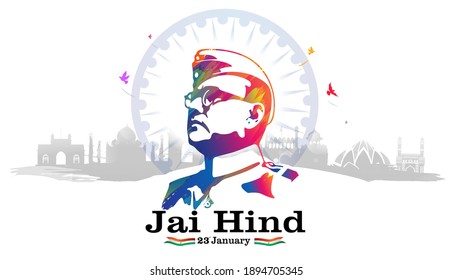 vector illustration of netaji subhash chandra bose, republic day of India army day celebration, remembering the true patriot and Army soldiers saluting subhas chandra bose