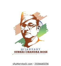 Vektorgrafik des Netaji-Unterhashchandra-Boses mit weißem Hintergrund.