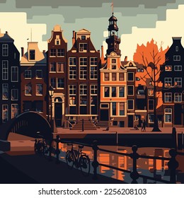 vector illustration of the Netherlands with beautiful scenery