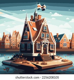 vector illustration of the Netherlands with beautiful scenery