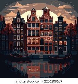 vector illustration of the Netherlands with beautiful scenery