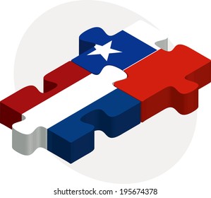 Vector illustration of Netherlands and Chile Flags in puzzle isolated on white background